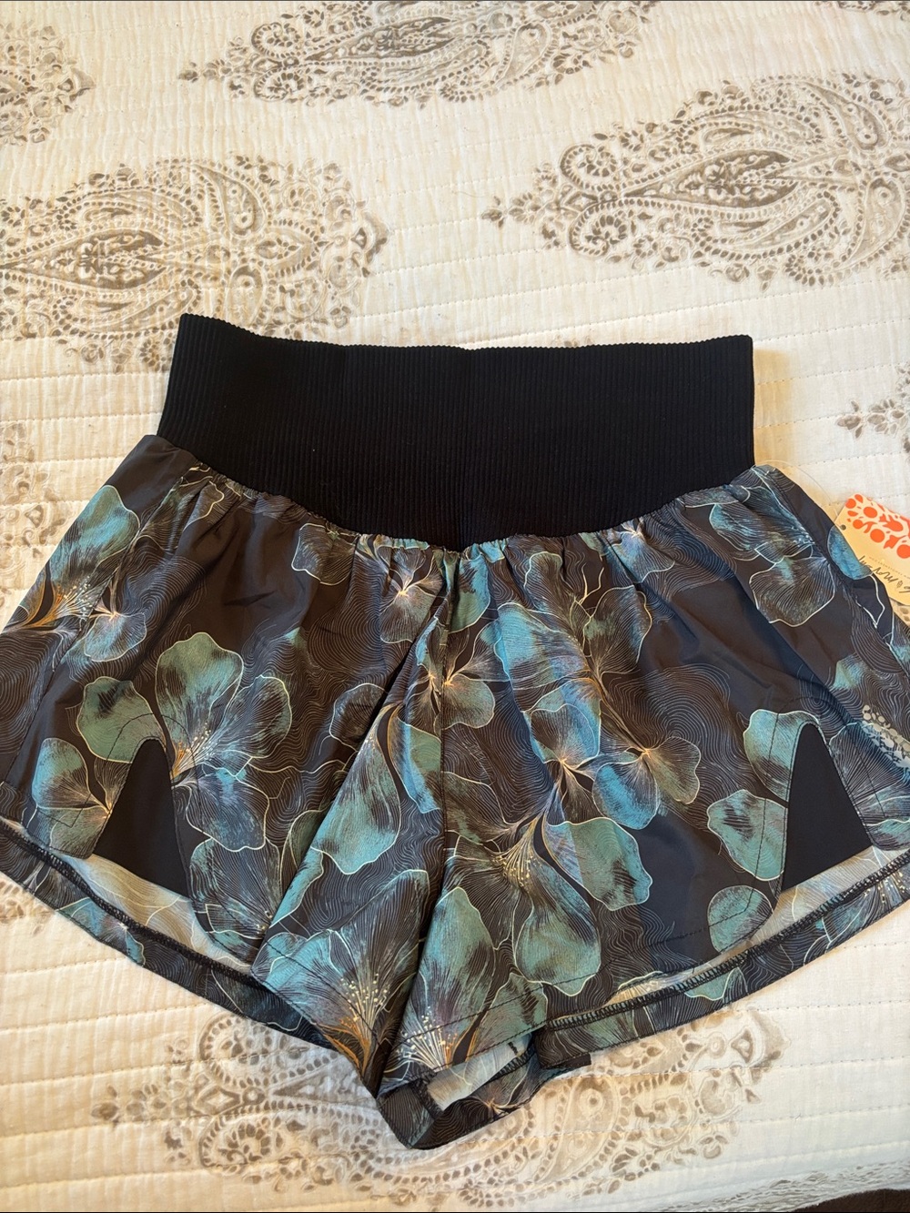 FP Movement by free people Floral Athletic Shorts with High-Waist Band